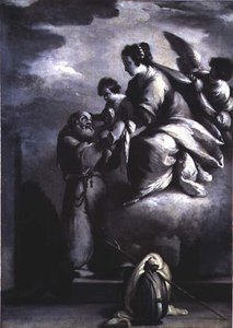 Die Jungfrau reicht das Christkind dem seligen Felix von Cantalice von Bernardo Strozzi