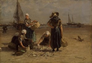 Fischerfrauen am Strand von Bernardus Johannes Blommers or Bloomers