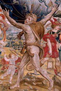 Flämischer Wandteppich. Serie Die Sphären. Herkules trägt die Himmelskugel. Erster Wandteppich der Serie. Modell Barend van Orley oder Pieter Coecke van Aelst. 1525-1530. Herstellung Joris Vezeleer (Georg Wezeler)? von Bernart van (attr. to) Orley