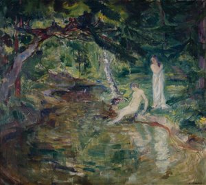Paar badet im Wald