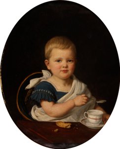 Porträt eines Kleinkindes beim Frühstück von Bernhard Reinhold