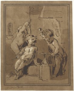 Drei Putti bei einem Amboss von Bernhard Schreuder