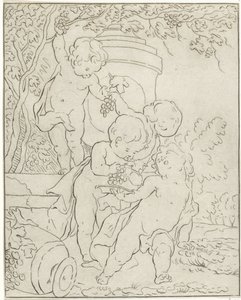 Vier Trauben pflückende Putti bei einer Vase von Bernhard Schreuder