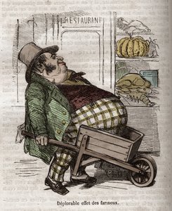 Obeite - Des Gourmands - bedauerlicher Effekt der Mehlprodukte - Gravur in „La Physiologie du goût“ von Jean Anthelme Brillat Savarin (Brillat-Savarin) von Bertall