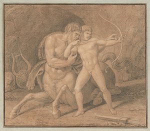 Chiron lehrt Achilles das Bogenschießen