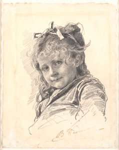 Porträt eines kleinen Mädchens mit langen Haaren und Haarband von Bertha Wegmann