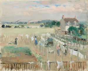 Wäsche zum Trocknen aufhängen, 1875 von Berthe Morisot