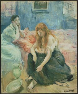 Junge Frauen bei ihrer Toilette (vom Künstler vergebener Titel) von Berthe Morisot