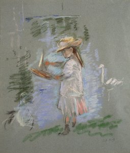Julie in Pink am Seeufer von Berthe Morisot