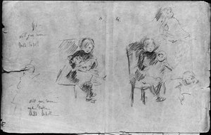 Studien für kleines Mädchen mit Puppe, 1884 von Berthe Morisot