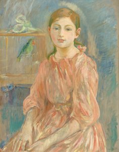Die Tochter des Künstlers mit einem Sittich, 1890 von Berthe Morisot