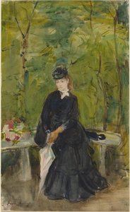Die Schwester des Künstlers Edma auf einer Bank sitzend von Berthe Morisot