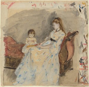Die Schwester des Künstlers, Edma, mit ihrer Tochter, Jeanne, 1872 von Berthe Morisot