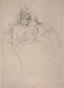 Die Zeichenstunde - Berthe Morisot zeichnet mit ihrer Tochter, ca. 1889-90 von Berthe Morisot