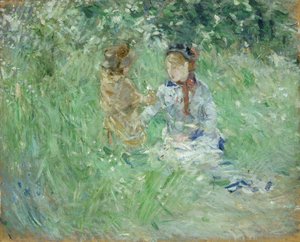 Frau und Kind auf einer Wiese in Bougival, 1882 von Berthe Morisot
