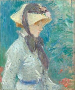 Junge Frau mit Strohhut von Berthe Morisot