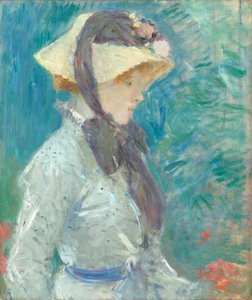 Junge Frau mit Strohhut, 1884 von Berthe Morisot
