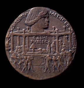 Bronzemedaille zur Pazzi-Verschwörung (1478) von Bertoldo di Giovanni