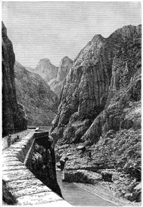 Ansicht auf der Shabet el Akra Karawanenroute, Algerien, um 1890