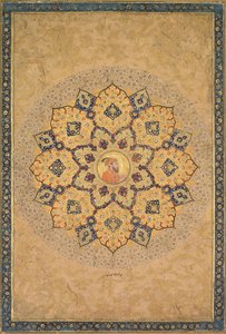 Shamsa Sonnenstrahl mit Porträt von Aurangzeb 1618-1707, aus dem Album des Kaisers von Bichitr