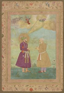 Shah Jahan mit Asaf Khan aus dem späten Shah Jahan Album, abgelöstes Manuskriptfolio, ca. 1640 von Bichitr Bichitr