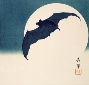Fledermaus und Vollmond von Biho Takashi or Takahashi (b. 1873. fl 1890 1930)