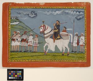 Kunwar Dhan Singh auf seinem gesprenkelten Pferd von Bijna Bijna