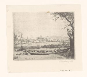 Kanal mit einem großen Boot und einer Brücke von Birger John Forsberg