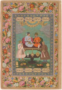 Jahangir bewirtet Shah Abbas aus dem St. Petersburger Album, ca. 1620 von Bishandas