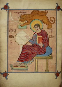 St. Markus, aus den Lindisfarne Gospels, 710-21 (Pergament) von Bishop of Lindisfarne Eadfrith