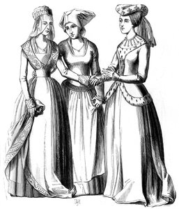 Eine Bürgerliche, eine Bäuerin und eine Adlige, 14. Jahrhundert, 1849