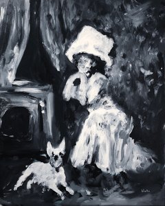 Dame und Hund posieren von Blake Munch