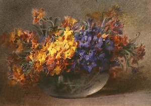 Frühlingsblumen in einer Glasschale von Blanche Odin