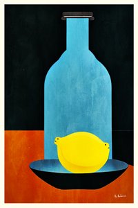 Blaue Flasche Gelbe Zitrone
