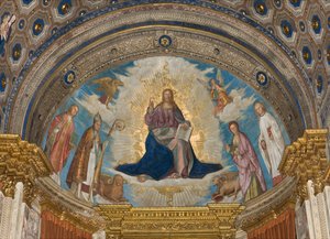 Apsis, Catino Apsis, Boccaccio Boccaccino, Pantokrator unter den Heiligen Marcellino, Imerio, Omobono, Peter Exorcist
