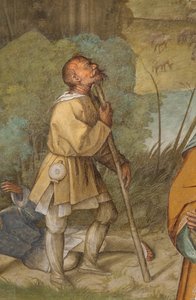 Zentrales Schiff, erstes nördliches Joch, Verkündigung an Gioacchino, Boccaccio Boccaccino 1514-15 (Detail) von Boccaccio Boccaccino