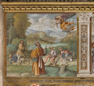 Zentrales Kirchenschiff, Erste Nordspanne, Verkündigung an Gioacchino, Boccaccio Boccaccino 1514-15