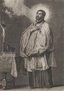 Heiliger Franz Xaver mit einem göttlichen Licht, das von oben links auf ihn strahlt..., ca. 1623-33 von Boetius Adams Bolswert
