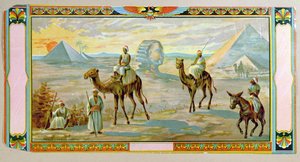 Die Sphinx und die Pyramiden, Etikett von einer Fez-Box, um 1910