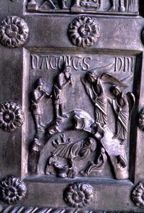 Tafel, die die Geburt Christi von der Porta di S. Ranieri des Südquerhauses darstellt von Bonannus of Pisa