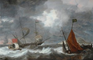 Seesturm mit Segelschiffen