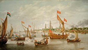 Festliche Zeremonie auf der Schelde vor Antwerpen von Bonaventura Peeters