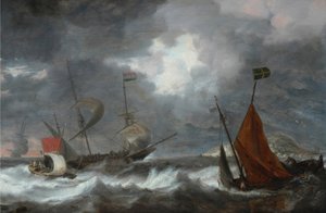 Seesturm mit Segelschiffen, ca. 1645