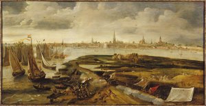Íñigo de Borja wehrt eine niederländische Streitmacht ab, die versucht, in der Nähe von Antwerpen zu landen, 17. Mai 1605, ca. 1640 von Bonaventura Peeters the Elder