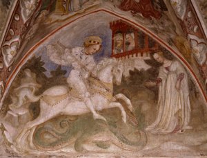 St. Georg und der Drache, um 1460 (Fresko) von Bonifacio Bembo