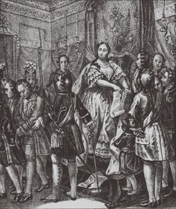 Anna Ioannovna zerreißt die Bedingungen, 1730 von Boris Artemyevich Chorikov