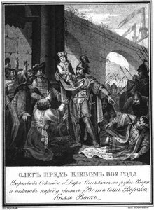 Großfürst Oleg mit Prinz Igor, 882, aus Illustrierter Karamzin, 1836