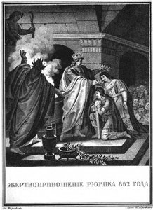 Opfer des Prinzen Rurik. 862 aus Illustrierter Karamzin, 1836