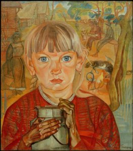 Mädchen mit Milchkanne von Boris D. Grigorjew
