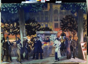 Boulevard in Paris bei Nacht von Boris Mikhailovich Kustodiev